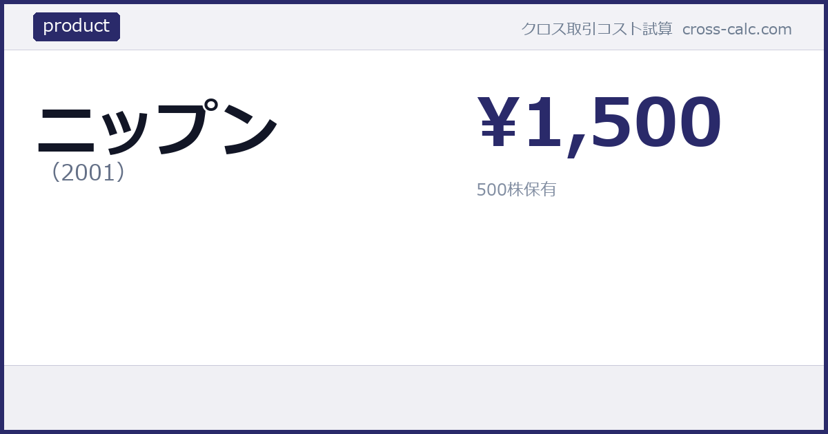 type=product|co=ニップン|code=2001|val=1500|desc=|shares=500|months=|color=#2a2a6a