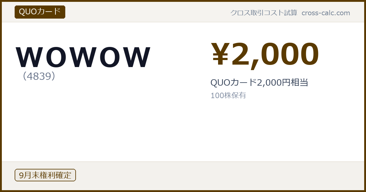 type=QUOカード|co=ＷＯＷＯＷ|code=4839|val=2000|desc=QUOカード2,000円相当|shares=100|months=9月末|color=#5a3a00