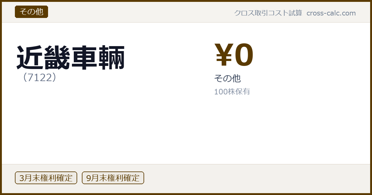 type=その他|co=近畿車輛|code=7122|val=0|desc=その他|shares=100|months=3月末,9月末|color=#5a3a00