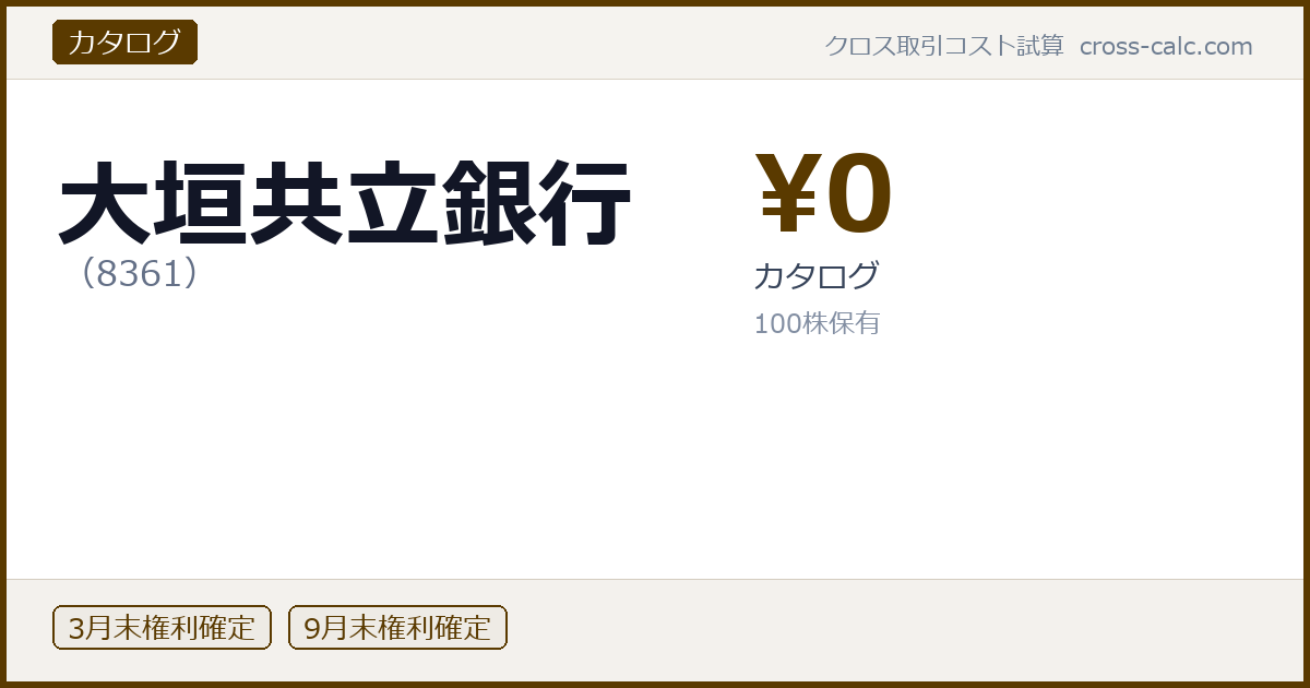 type=カタログ|co=大垣共立銀行|code=8361|val=0|desc=カタログ|shares=100|months=3月末,9月末|color=#5a3a00